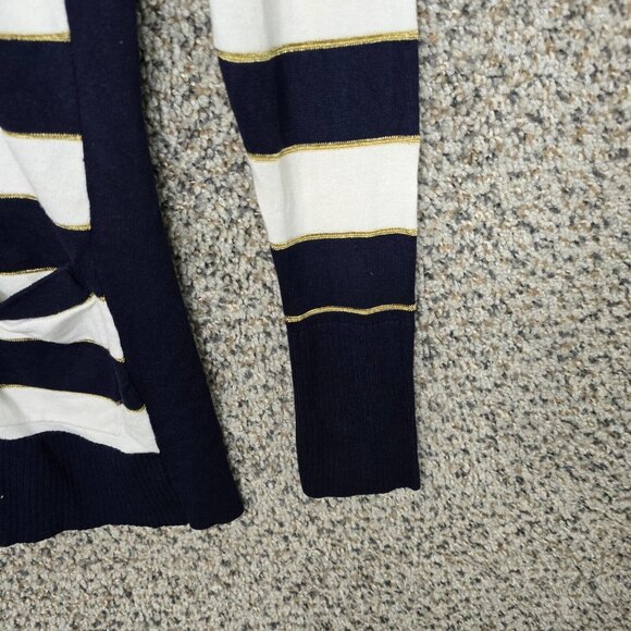 Cache Cardigan Womens XS Navy Blue Striped Snap Button Casual Ladies - Picture 2 of 7